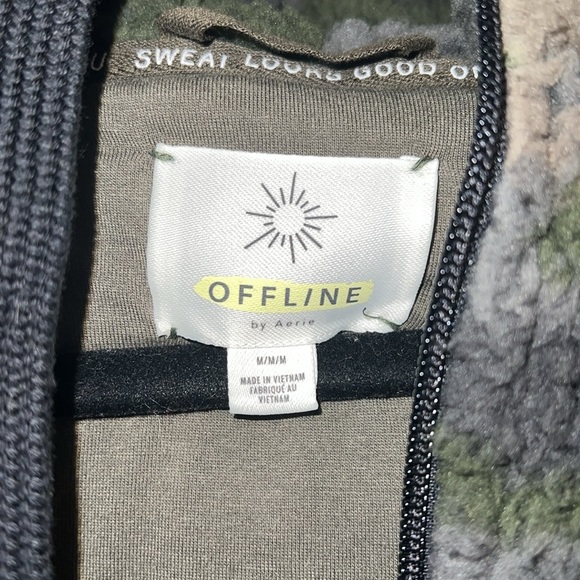 Aerie Camo Fleece Sherpa Full Zip Hoodie - Picture 4 of 5